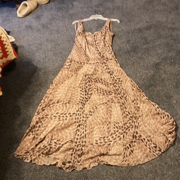 Brown- tan mosaic print long summer sleeveless fun dress - Picture 2 of 2